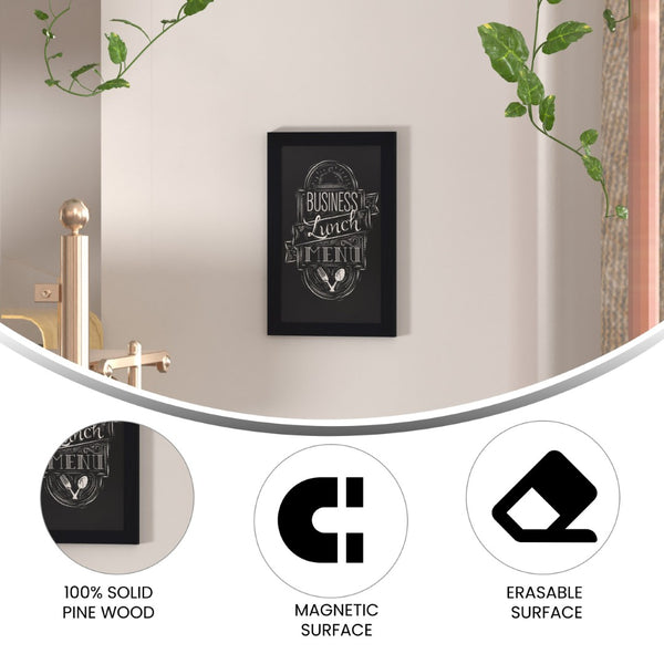 English Elm Canterbury Magnetic Chalkboard Sign Set of 10 - Versatile Wall-Mount Memo Boards for Home & Business Rustic Black 11"W x 0.75"D x 17"H 10-HGWA-GDIS-CRE8-862315-GG