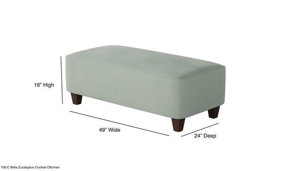 Fusion Bella Eucalyptus Cocktail Ottoman - Stylish, Padded Centerpiece For Seating And Relaxation In Green Green W,100% Polyester 100-c Bella Eucalyptus Cocktail Ottoman