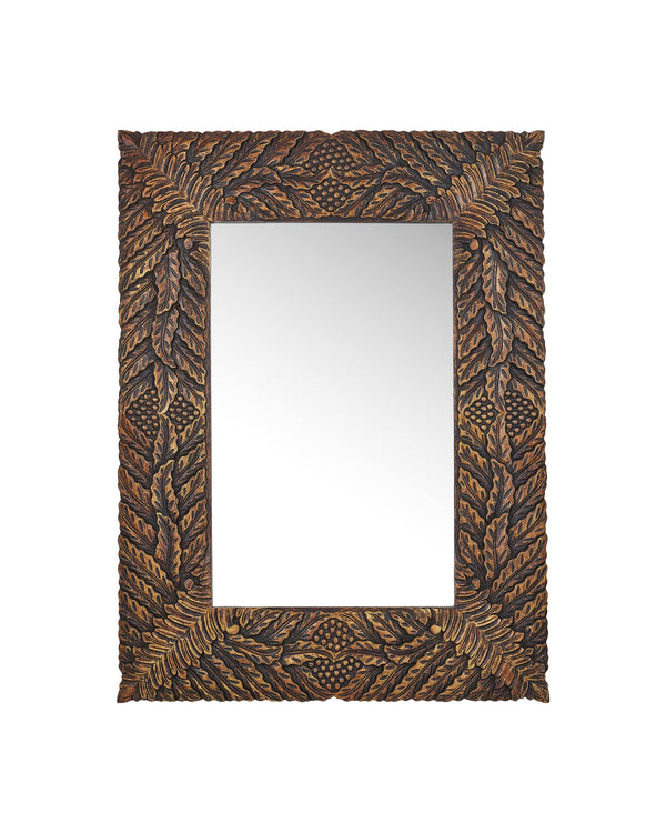 Currey & Company Schwarzwald Ornate Wood Wall Mirror with Antique Gold Carved Acanthus Leaf Frame 1000-0172