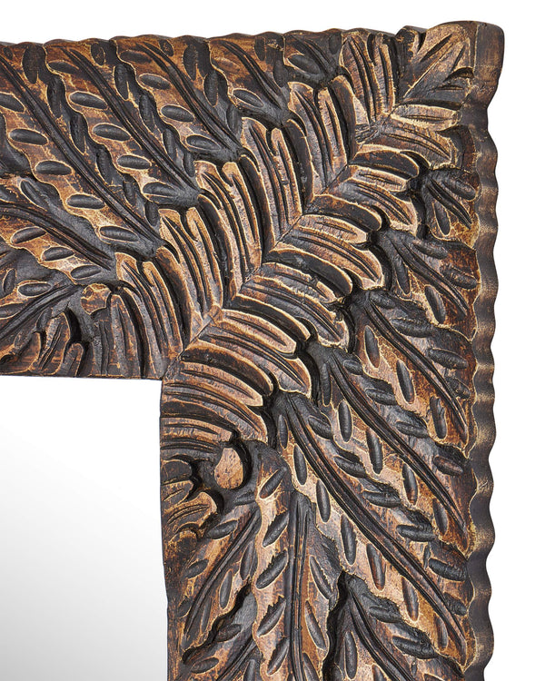 Currey & Company Schwarzwald Ornate Wood Wall Mirror with Antique Gold Carved Acanthus Leaf Frame 1000-0172