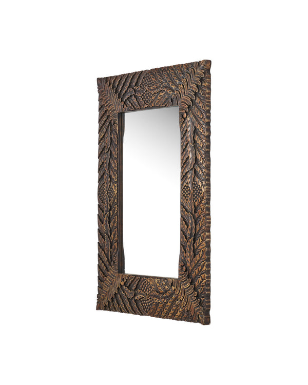 Currey & Company Schwarzwald Ornate Wood Wall Mirror with Antique Gold Carved Acanthus Leaf Frame 1000-0172