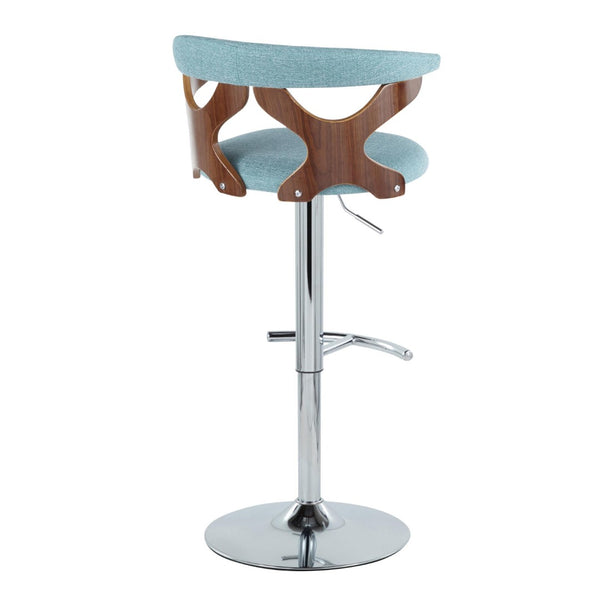 English Elm Contemporary Swivel Barstools with Cut-out Back Faux Leather Seat and Wood Accents Set B202S00870