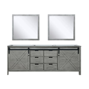 English Elm Ash Grey Double Bath Vanity With Mirrors - 84" Width, Ample Storage & Modern Design For Elegance B2731S00578