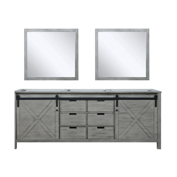 English Elm Ash Grey Double Bath Vanity With Mirrors - 84" Width, Ample Storage & Modern Design For Elegance B2731S00578
