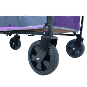 English Elm All-in-one Folding Camping Wagon with Bench Seating Storage and Pet Tether Outdoor Purple W2932P312714