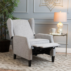 English Elm Christopher Knight Home® - Pushback Recliner Chair with Nailhead Trim and Wingback Design, Plush Fabric Comfort for Living Rooms LIGHT GREY 60760.00LGT