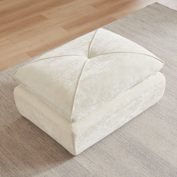 English Elm Modern Chenille Modular Sofa with Extendable Foot Pedal for Relaxed Living Spaces Beige W3396P463870