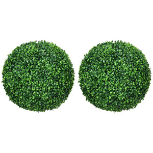 English Elm Homcom Set Of 2 15.75" Lifelike Boxwood Topiary Balls - Uv-Safe Fake Plants For Home & Office Decor W2225P217286