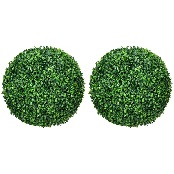 English Elm Homcom Set Of 2 15.75" Lifelike Boxwood Topiary Balls - Uv-Safe Fake Plants For Home & Office Decor W2225P217286