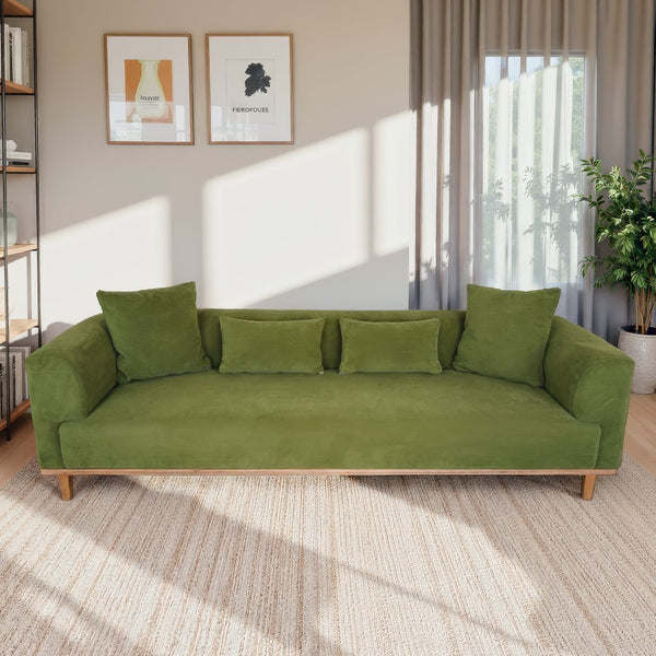 English Elm Richardson Velvet Sofa Scandinavian Minimalist Living Room Seat with Solid Wood Base Green B183P493697