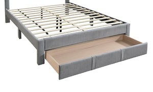 English Elm Luxury Corduroy Platform Bed with Storage Drawer and Channel Tufted Headboard B011P418590