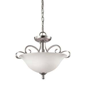 Thomas Lighting Brighton Two Light Semi Flush Mount Twisted Metal Arms Nickel Bedroom Ceiling Fixture 1002CS/20