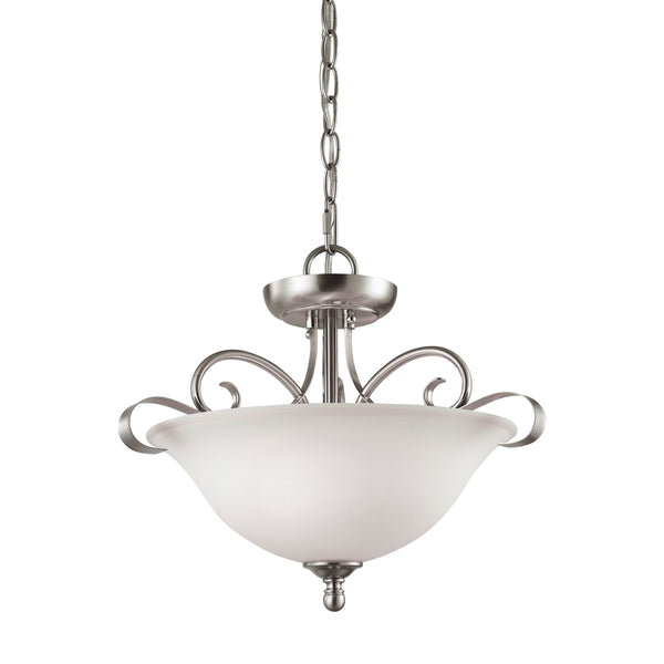 Thomas Lighting Brighton Two Light Semi Flush Mount Twisted Metal Arms Nickel Bedroom Ceiling Fixture 1002CS/20