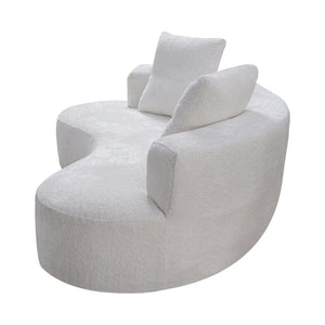 English Elm 79.5" Boucle Floor Sofa Seats Three with Cloud Soft Foam Core and Two Accent Pillows Cream White W5515P443753