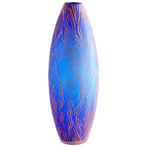 Fused Groove Vase Blue 10031 Cyan Design