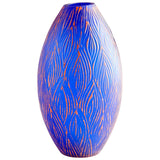 Fused Groove Vase Blue 10032 Cyan Design