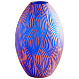 Fused Groove Vase Blue 10033 Cyan Design