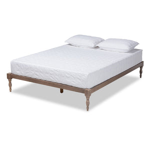 Baxton Studio Baxton Studio Iseline Elegant Modern Queen Size Platform Bed Frame with Sturdy Rubberwood Support Oak MG0001-Antique Oak-Queen