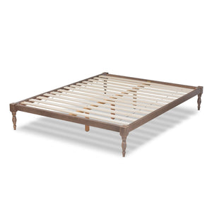 Baxton Studio Baxton Studio Iseline Elegant Modern Queen Size Platform Bed Frame with Sturdy Rubberwood Support Oak MG0001-Antique Oak-Queen
