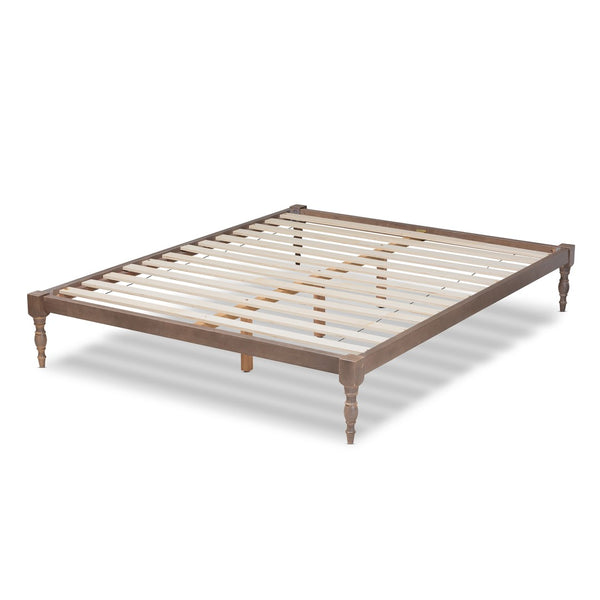Baxton Studio Baxton Studio Iseline Elegant Modern Queen Size Platform Bed Frame with Sturdy Rubberwood Support Oak MG0001-Antique Oak-Queen