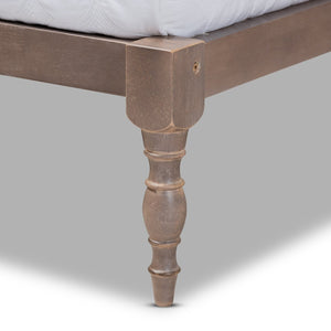 Baxton Studio Baxton Studio Iseline Elegant Modern Queen Size Platform Bed Frame with Sturdy Rubberwood Support Oak MG0001-Antique Oak-Queen
