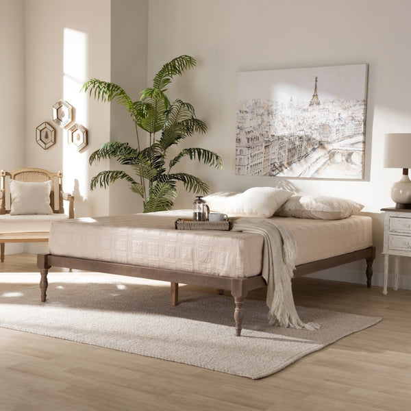 Baxton Studio Baxton Studio Iseline Elegant Modern Queen Size Platform Bed Frame with Sturdy Rubberwood Support Oak MG0001-Antique Oak-Queen