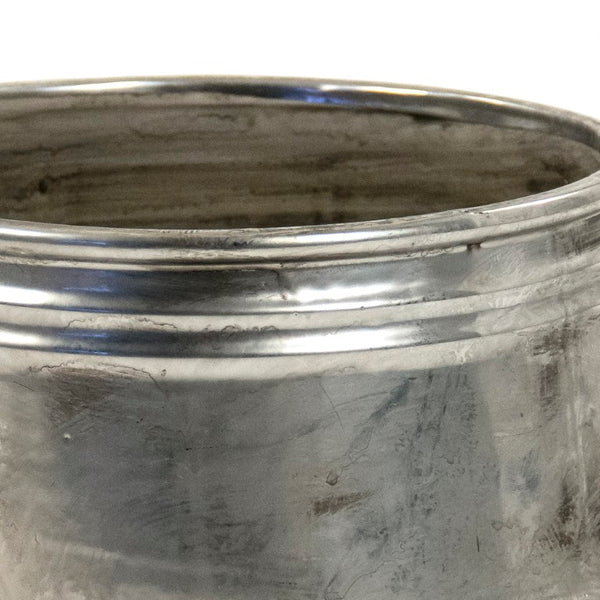 Zentique Distressed Metallic Silver Vase with Aged Glaze — Timeless Stoneware Accent for Elegant Home Decor W7 x H11 x D7 10039S A840