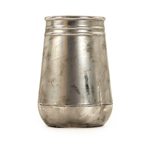 Zentique Distressed Metallic Silver Vase with Aged Glaze — Timeless Stoneware Accent for Elegant Home Decor W7 x H11 x D7 10039S A840
