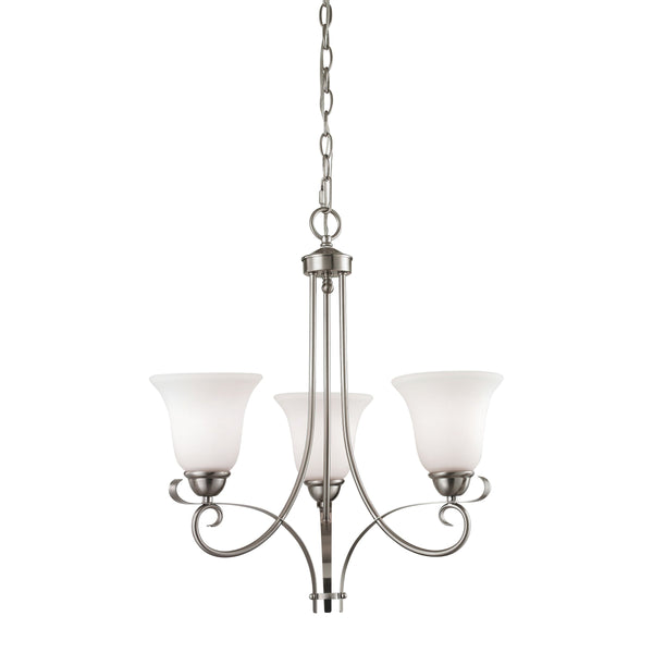 Thomas Lighting Brighton Three Light Chandelier Brushed Nickel with Forged Arms for Dining Entryway 20 inches 1003CH/20