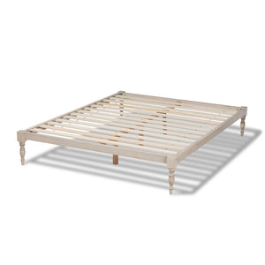 Baxton Studio Baxton Studio Iseline Elegant Modern Queen Size Platform Bed Frame with Sturdy Rubberwood Support White MG0001-Antique White-Queen
