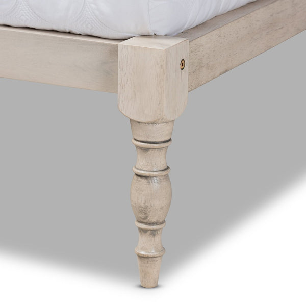 Baxton Studio Baxton Studio Iseline Elegant Modern Queen Size Platform Bed Frame with Sturdy Rubberwood Support White MG0001-Antique White-Queen