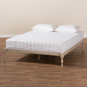 Baxton Studio Baxton Studio Iseline Elegant Modern Queen Size Platform Bed Frame with Sturdy Rubberwood Support White MG0001-Antique White-Queen