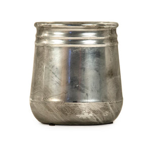 Zentique Distressed Metallic Silver Vase with Aged Glaze — Timeless Stoneware Accent for Elegant Home Decor W5.5 x H6.5 x D5.5 10040S A840