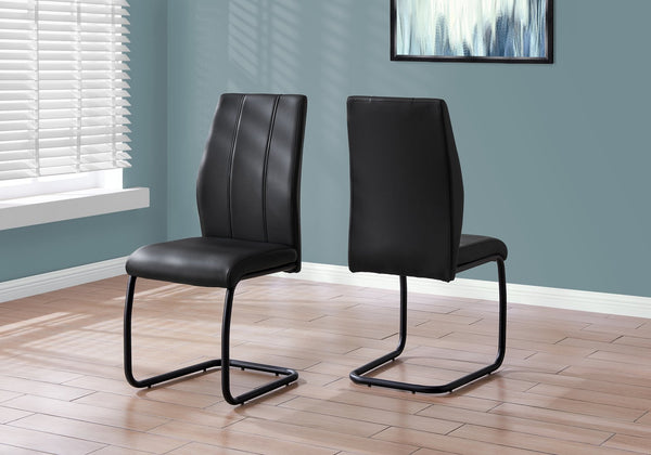 English Elm Dining Chair Set Of 2 - Modern Upholstered Side Chairs In Black Faux Leather With Metal Base B2710P218825