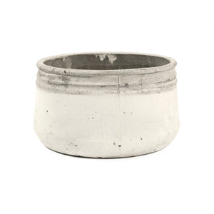 Zentique Distressed White Bowl with Handcrafted Stoneware Finish — Rustic Farmhouse Centerpiece for Serving W11.5 x H6 x D11.5 10041L A25A