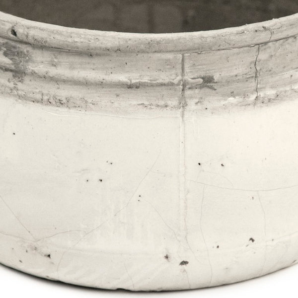 Zentique Distressed White Bowl with Handcrafted Stoneware Finish — Rustic Farmhouse Centerpiece for Serving W11.5 x H6 x D11.5 10041L A25A