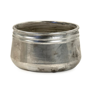Zentique Distressed Metallic Silver Vase with Aged Glaze — Timeless Stoneware Accent for Elegant Home Decor W11.5 x H6 x D11.5 10041L A840