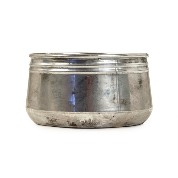 Zentique Distressed Metallic Silver Vase with Aged Glaze — Timeless Stoneware Accent for Elegant Home Decor W11.5 x H6 x D11.5 10041L A840