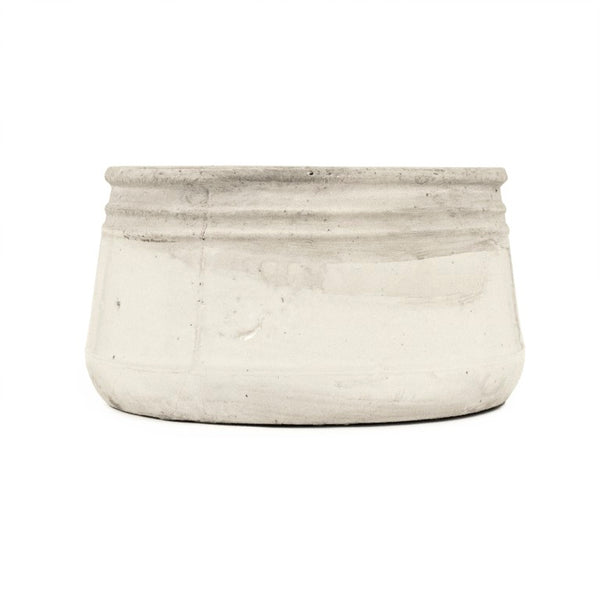 Zentique Distressed White Bowl with Handcrafted Stoneware Finish — Rustic Farmhouse Centerpiece for Serving W9.5 x H5 x D9.5 10041S A25A