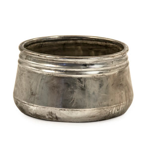 Zentique Distressed Metallic Silver Vase with Aged Glaze — Timeless Stoneware Accent for Elegant Home Decor W9.5 x H5 x D9.5 10041S A840