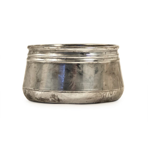 Zentique Distressed Metallic Silver Vase with Aged Glaze — Timeless Stoneware Accent for Elegant Home Decor W9.5 x H5 x D9.5 10041S A840