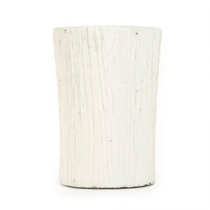 Zentique Distressed Cement Vase with Weathered White Finish — Rustic-Modern Decorative Centerpiece for Shelves W8 x H11.5 x D8 10043L A148