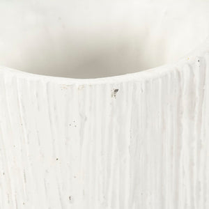 Zentique Distressed Cement Vase with Weathered White Finish — Rustic-Modern Decorative Centerpiece for Shelves W8 x H11.5 x D8 10043L A148