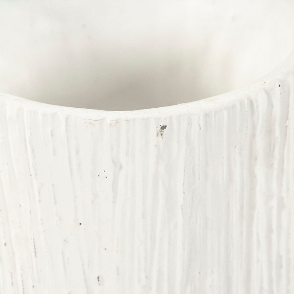 Zentique Distressed Cement Vase with Weathered White Finish — Rustic-Modern Decorative Centerpiece for Shelves W8 x H11.5 x D8 10043L A148