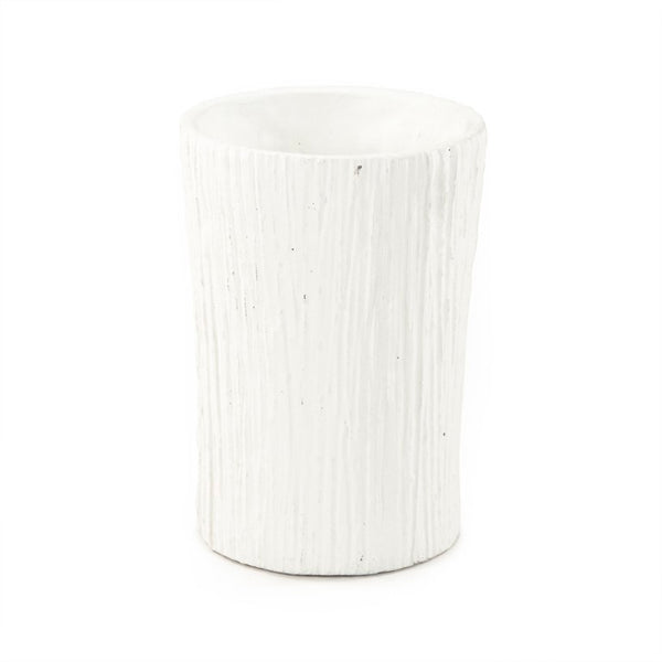 Zentique Distressed Cement Vase with Weathered White Finish — Rustic-Modern Decorative Centerpiece for Shelves W8 x H11.5 x D8 10043L A148