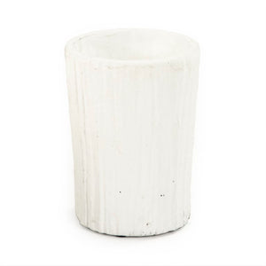 Zentique Distressed Cement Vase with Weathered White Finish — Rustic-Modern Decorative Centerpiece for Shelves W5.5 x H7.5 x D5.5 10043S A148