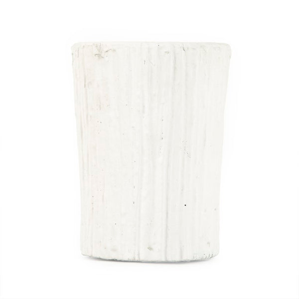 Zentique Distressed Cement Vase with Weathered White Finish — Rustic-Modern Decorative Centerpiece for Shelves W5.5 x H7.5 x D5.5 10043S A148