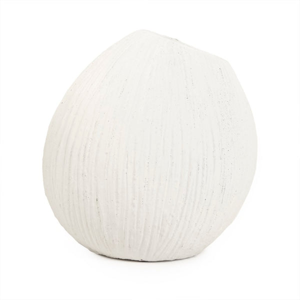Zentique Distressed Cement Vase with Weathered White Finish — Rustic-Modern Decorative Centerpiece for Shelves W11 x H11.5 x D8.5 10045S A148