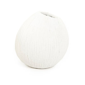 Zentique Distressed Cement Vase with Weathered White Finish — Rustic-Modern Decorative Centerpiece for Shelves W11 x H11.5 x D8.5 10045S A148