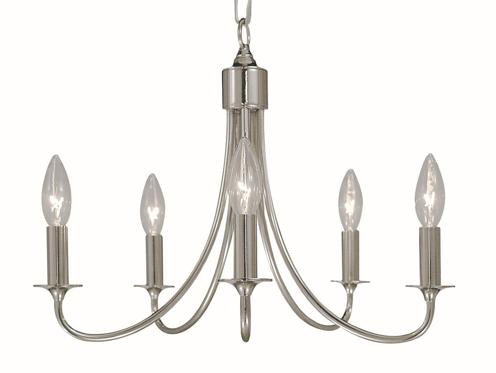 Framburg 5-light Mini Chandelier - Elegant Usa-made Design With Organic Glass Shapes For Modern Spaces Polished Silver Metal 1004 Ps
